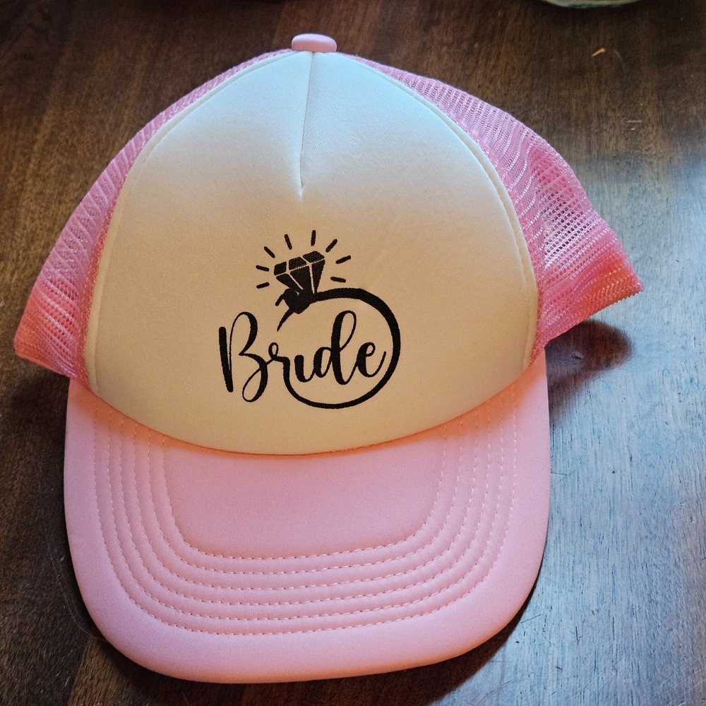 pink and white "Bride" trucker hat one size wedding gifts bridal shower